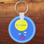 Kute muis in watering kan met ballon cartoon sleutelhanger (Voorkant)