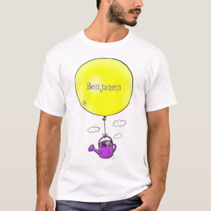 Kute muis in watering kan met ballon cartoon t-shirt
