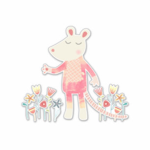Kute muis met bloemen sticker