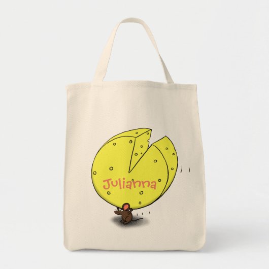 Kute muis met canvas tas van kaascartoon (Voorkant)