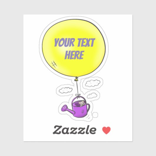 Kute muis met gele ballonafbeelding sticker (Vel)