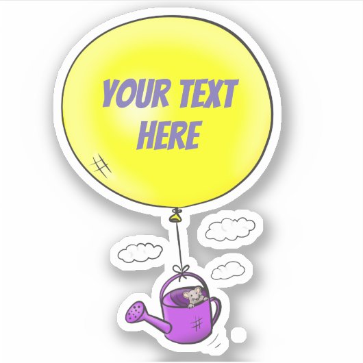 Kute muis met gele ballonafbeelding sticker (Voorkant)