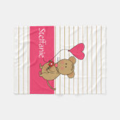 Kute muis met hartballon, voeg naam (roze) toe fleece deken (Voorkant (Horizontaal))