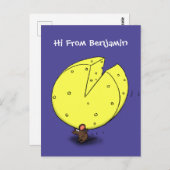 Kute muis met kaasillustratie cartoon briefkaart (Voorkant / Achterkant)