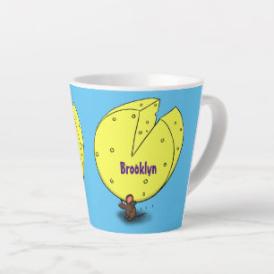 Kute muis met kaasillustratie cartoon latte mok