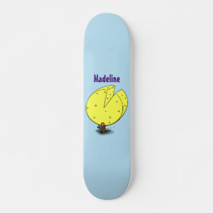 Kute muis met kaasillustratie cartoon persoonlijk skateboard