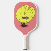 Kute muis met kaasillustratie cartoon pickleball paddle (Achterkant)