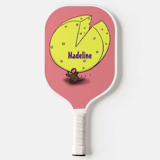 Kute muis met kaasillustratie cartoon pickleball paddle (Achterkant)