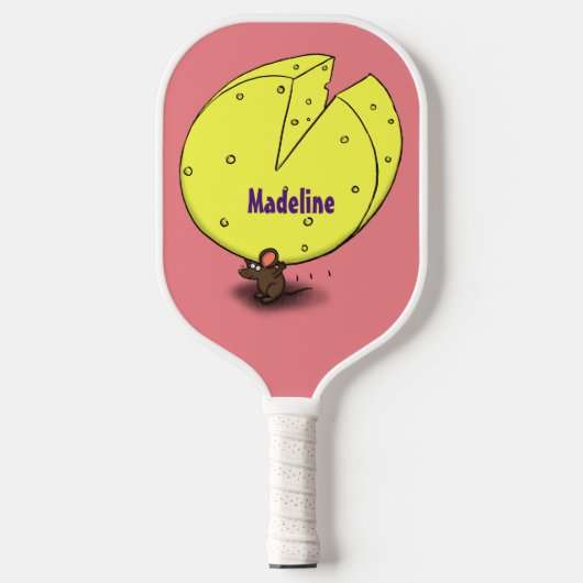 Kute muis met kaasillustratie cartoon pickleball paddle (Voorkant)
