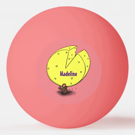 Kute muis met kaasillustratie cartoon pingpongbal (Achterkant)