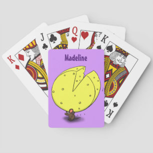 Kute muis met kaasillustratie cartoon pokerkaarten