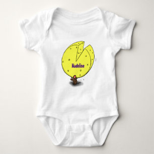 Kute muis met kaasillustratie cartoon romper