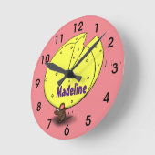 Kute muis met kaasillustratie cartoon ronde klok (Hoek)