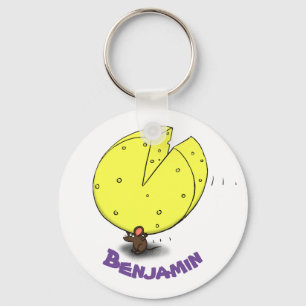 Kute muis met kaasillustratie cartoon sleutelhanger