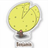 Kute muis met kaasillustratie cartoon sticker (Voorkant)