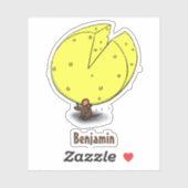 Kute muis met kaasillustratie cartoon sticker (Vel)