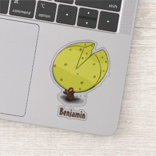 Kute muis met kaasillustratie cartoon sticker