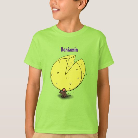 Kute muis met kaasillustratie cartoon t-shirt (Voorkant)