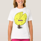 Kute muis met kaasillustratie cartoon t-shirt (Voorkant)