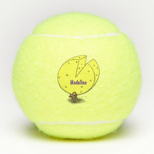 Kute muis met kaasillustratie cartoon tennisballen