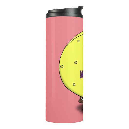 Kute muis met kaasillustratie cartoon thermosbeker (Gedraaid links)