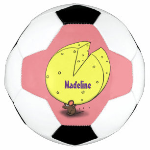 Kute muis met kaasillustratie cartoon voetbal