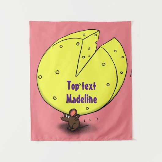 Kute muis met kaasillustratie cartoon wandkleed (Voorkant)