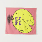 Kute muis met kaasillustratie cartoon wandkleed (Voorkant (horizontaal))