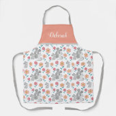 Kute muis moeder met baby's, bloesems patroon schort (Voorkant)