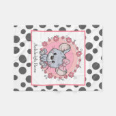 Kute muis op grijze/witte Stippen, gepersonaliseer Fleece Deken (Voorkant (Horizontaal))
