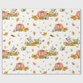 Kute muis, pompoenen en kleurrijke herfsten cadeaupapier (Vlak)