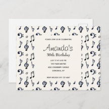 Kute Musical Notes Pattern Birthday Invitation