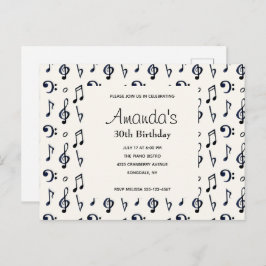 Kute Musical Notes Pattern Birthday Invitation Uitnodiging Briefkaart