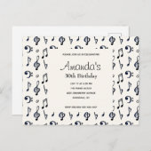 Kute Musical Notes Pattern Birthday Invitation Uitnodiging Briefkaart (Voorkant / Achterkant)