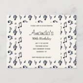 Kute Musical Notes Pattern Birthday Invitation Uitnodiging Briefkaart (Voorkant)