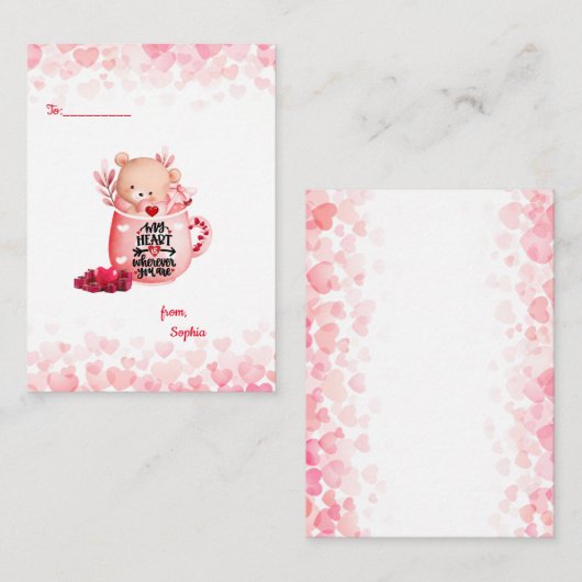 Kute My Heart is waar je Beer bent in een Mok Notitiekaartje (Voorkant / Achterkant)