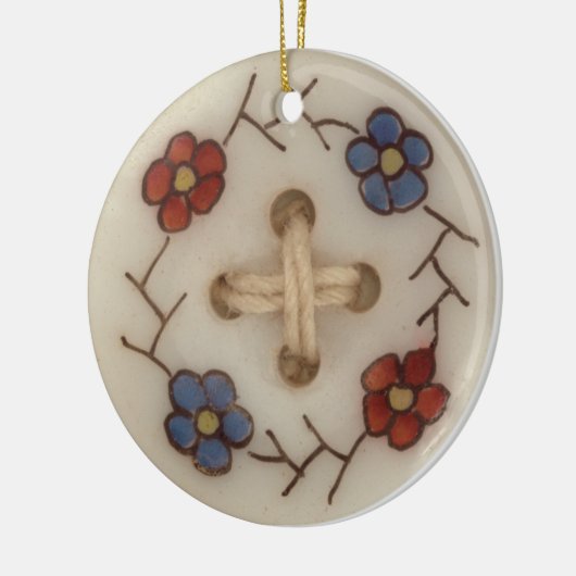 Kute  naaigarend Button met bloemen Keramisch Ornament (Links)