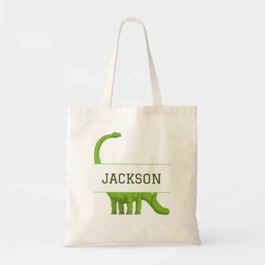 Kute Name Personalized Dinosaur Tote Bag (Voorkant)