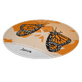 Kute Named Oranje Monarch Butterflies Glass Snijplank (Hoek)