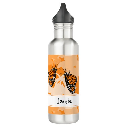 Kute Named Oranje Monarch Butterflies Waterfles (Links)
