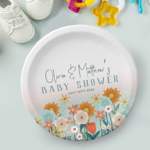 Kute Natuur Floral Botanical Girls Baby shower Papieren Bordje