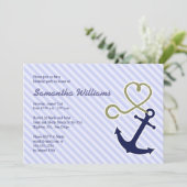Kute Nautical Anchor Birthday Party Invitations Kaart (Staand voorkant)