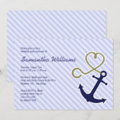 Kute Nautical Anchor Birthday Party Invitations Kaart (Voorkant / Achterkant)