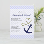 Kute Nautical Baby shower Anchor met harthelling Kaart (Staand voorkant)