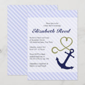 Kute Nautical Baby shower Anchor met harthelling Kaart (Voorkant / Achterkant)