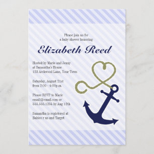 Kute Nautical Baby shower Anchor met harthelling Kaart