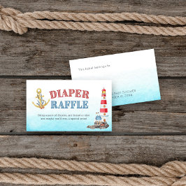 Kute Nautical Baby shower Diaper Raffle Game Informatiekaartje