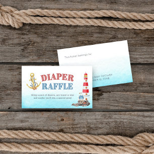 Kute Nautical Baby shower Diaper Raffle Game Informatiekaartje