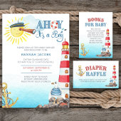 Kute Nautical Baby shower Diaper Raffle Game Informatiekaartje