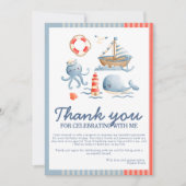 Kute Nautical Beach Party Birthday Foto Bedankkaart (Voorkant)